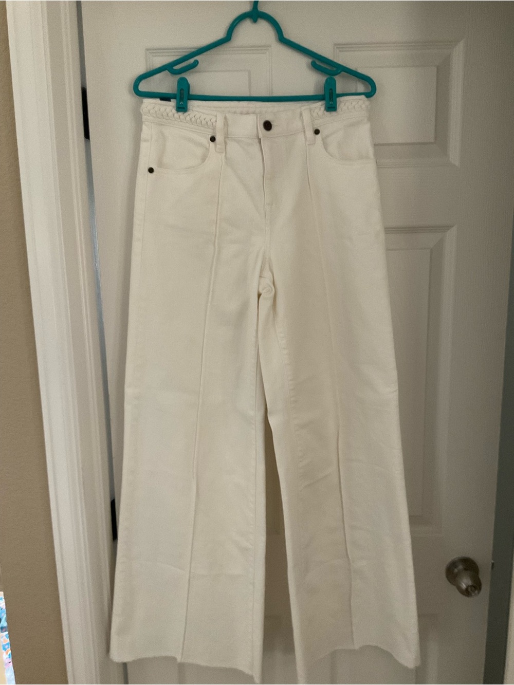 Johnny Was White Wide Leg Braided Detail Jeans Size 27
